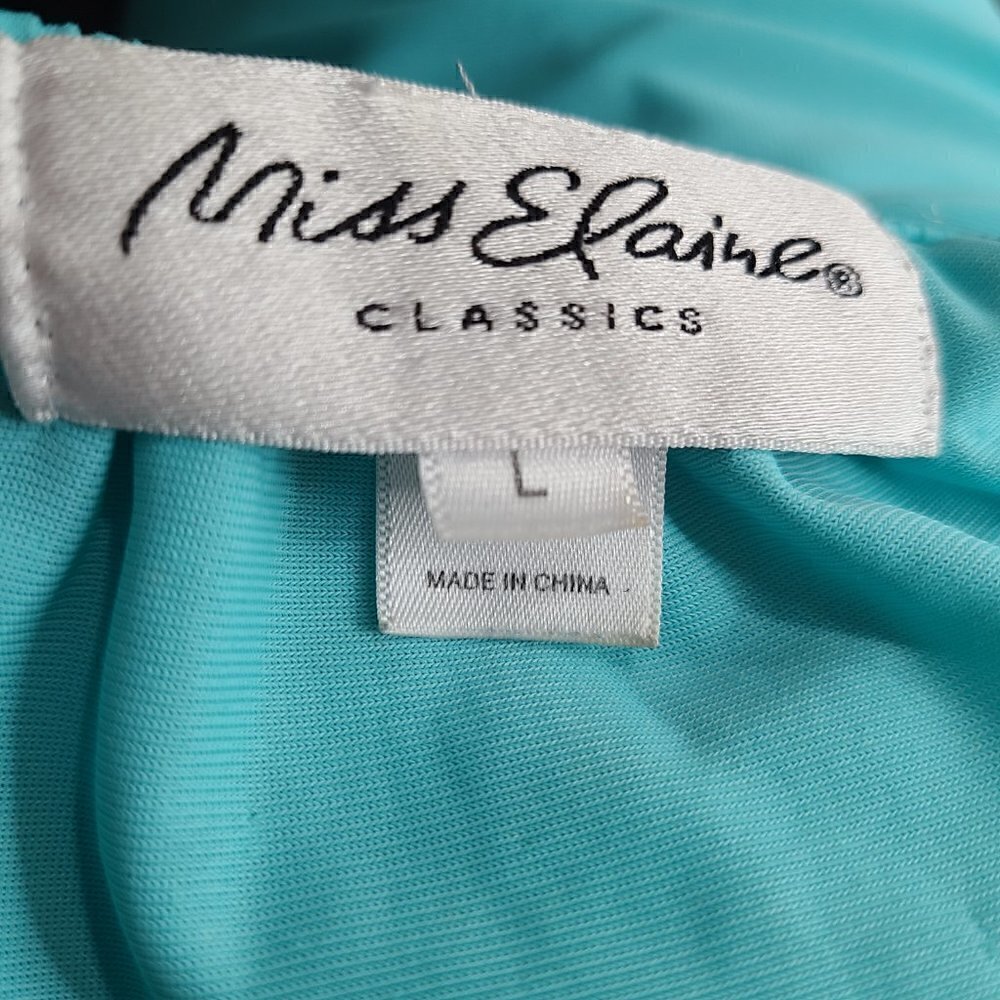 Miss Elaine Aqua Blue Negligee Nightgown House Dress Nylon - Picture 4 of 8
